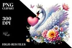 Colorful Pastel Swan on Flower PNG Product Image 2