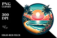 Retro Tropical Beach Sunset, 20 oz Tumbler Product Image 2
