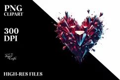 Broken Diamond Heart Digital Painting PNG Product Image 2