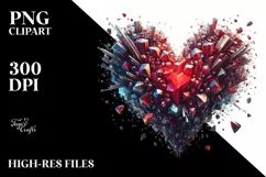 Broken Diamond Heart Digital Painting PNG Product Image 2
