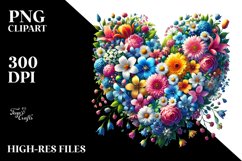 Colorful Heart with Spring Flowers PNG Product Image 2