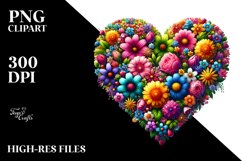 Colorful Heart with Spring Flowers PNG Product Image 2