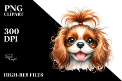 Colorful Baby Cute Cavalier King Charles Spaniel, PNG Product Image 2