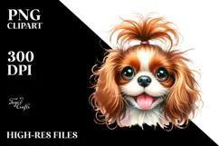Colorful Baby Cute Cavalier King Charles Spaniel, PNG Product Image 2
