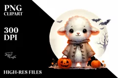 Cute Baby Lamb on Star Halloween PNG Product Image 1