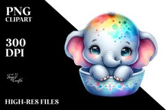 Colorful Baby Elephant Big Eyes Pocket | Clipart Product Image 1