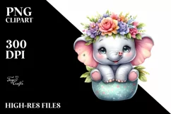 Colorful Baby Elephant Big Eyes Pocket | Clipart Product Image 3