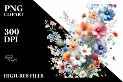 Colorful Wild Flowers | Small Bright Watercolor Clipart Product Image 1