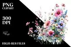 Colorful Wild Flowers | Small Bright Watercolor Clipart Product Image 1