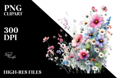 Colorful Wild Flowers | Small Bright Watercolor Clipart Product Image 2