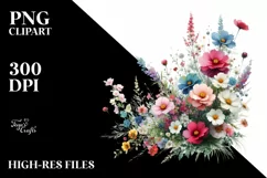 Colorful Wild Flowers | Small Bright Watercolor Clipart Product Image 1