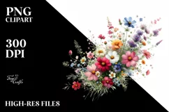 Colorful Wild Flowers | Small Bright Watercolor Clipart Product Image 1