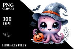Energetic Baby Octopus for Halloween, PNG Product Image 2