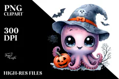 Energetic Baby Octopus for Halloween, PNG Product Image 2