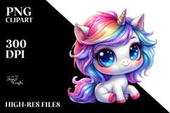 Cute Unicorn with Floral Wreath PNG Product Image 2