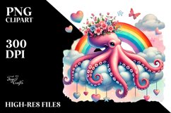 Colorful Octopus Sitting on Cloud PNG Product Image 2