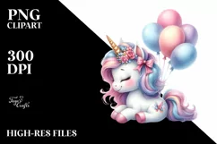 Cute Baby Unicorn with Balloons | Sublimation Clipart Product Image 3