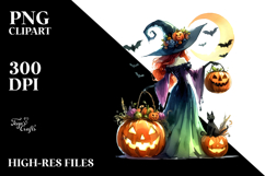 Watercolor Witch for Halloween, Transparent PNG Product Image 2