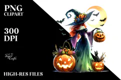 Watercolor Witch for Halloween, Transparent PNG Product Image 2