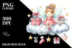 Whimsical Fairy on Cloud, Transparent PNG Product Image 1
