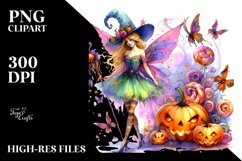 Vibrant Cute Fairy | Halloween | Watercolor Clipart Product Image 3