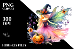 Vibrant Cute Fairy | Halloween | Watercolor Clipart Product Image 2