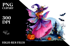 Vibrant Cute Fairy | Halloween | Watercolor Clipart Product Image 2