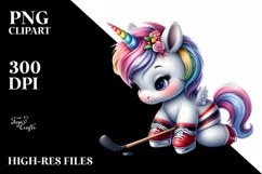 Baby Unicorn Hockey Rainbow Clipart Product Image 3