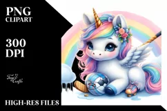 Baby Unicorn Hockey Rainbow Clipart Product Image 1