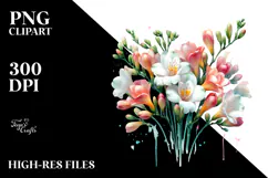 Chic Freesia with Metallic Accents, PNG Product Image 2