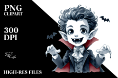 Vibrant Vampire with Astronaut Helmet, PNG Product Image 2