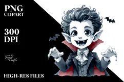 Vibrant Vampire with Astronaut Helmet, PNG Product Image 2