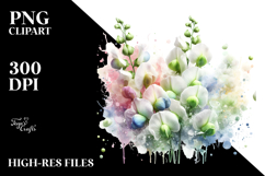 Elegant Sweet Pea with Metallic Accents, PNG Product Image 2
