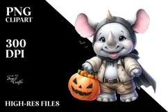 Cute Baby Rhino Dressed for Halloween, Transparent PNG Product Image 2