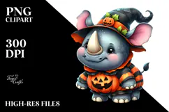Cute Baby Rhino Dressed for Halloween, Transparent PNG Product Image 2
