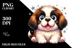 Cute Saint Bernard, Watercolor PNG Product Image 2