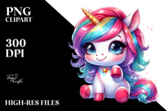 Cute Baby Unicorn Playing PNG Product Image 2