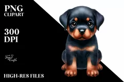 Watercolor Funny Baby Rottweiler Big Eyes From Behind | Product Image 3