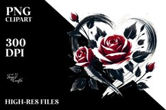 Brush Heart Roses PNG Product Image 2