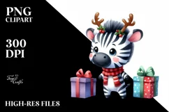 Energetic Zebra with Reindeer Horns PNG Product Image 3