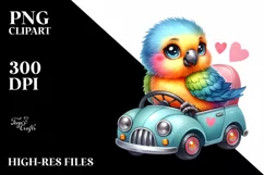 Colorful Small Baby Parrot Car | Clipart Product Image 1