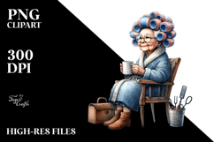 Watercolor Old Lady Sitting on Chair | Mug Sublimation Product Image 2