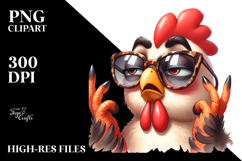 Silly Chicken with Sunglasses, Vibrant PNG Product Image 2