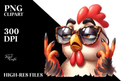 Silly Chicken with Sunglasses, Vibrant PNG Product Image 2