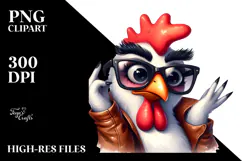 Silly Chicken with Sunglasses, Vibrant PNG Product Image 2