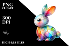 Colorful Pastel Bunny on Splashy Background PNG Product Image 2