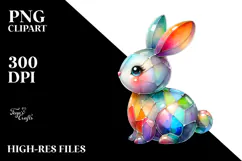Colorful Pastel Bunny on Splashy Background PNG Product Image 2
