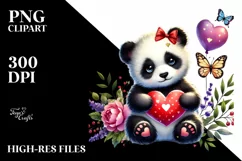 Baby Panda with Heart PNG Product Image 2