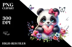 Baby Panda with Heart PNG Product Image 2
