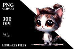 Watercolor Proud Baby Cat with Funny Haircut Product Image 2